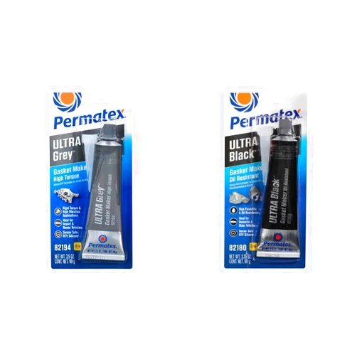 Permatex 82194 Ultra Grey Rigid High-Torque RTV Silicone Gasket Maker, 3.5 oz. & 82180 Ultra Black Maximum Oil Resistance RTV Silicone Gasket Maker, 3.35 oz. Tube