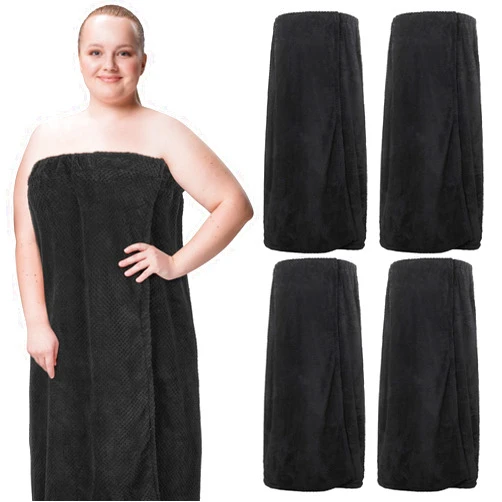 Tigeen 4 Pcs Towel Wrap for Women Waffle Spa Robe with Adjustable Closure Elastic Top Lightweight Wraps for Bath Shower