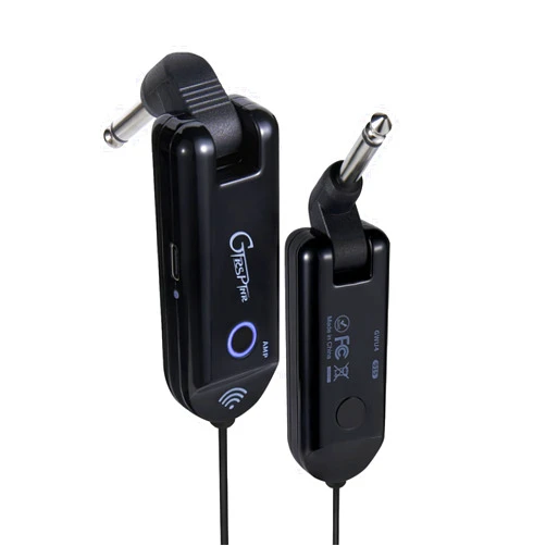 GTRS Wireless Guitar System 4 Channels Rechargeable Guitar Transmitter Receiver, Auto Match, Low Latency, 100 Feet Range, Stable Connectionfor Electric Guitars Bass and More(BLACK)