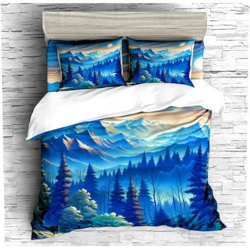 REALIN Hawthorn Bedding 3D Duvet Cover Set Japan Forest Mountain River Bed Sets 2/3/4PCS Quilt Covers/Sheets/Pillow Shams,Twin/Full/Queen/King (Queen-228x228cm-3PCS,D)