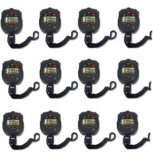 Pgzsy 12 pack Multi-function Electronic Digital Sport Stopwatch Timer, Large Display with Date Time and Alarm Function,suitable for Sports Coaches Fitness Coaches and Referees