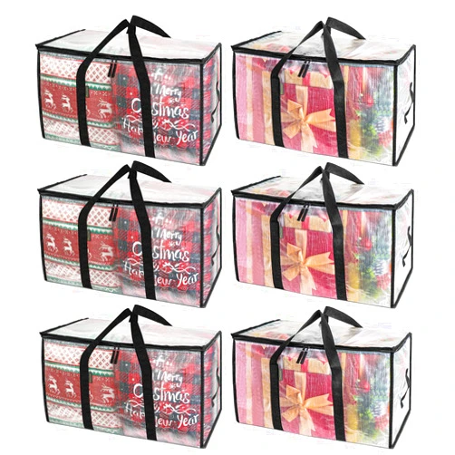 BALEINE 6-Pack Oversized Moving Bags with Reinforced Handles, Heavy-Duty Storage Tote for Clothes, Moving Supplies (Clear, 6-Pack)