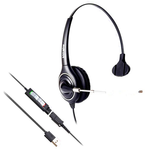 VoiceJoy USB Headset with Quick Disconnect Adapter for Plantronics QD,Computer Headset with Microphone Noise Cancelling, PC Headset Wired Headphones for Skype, Webinar
