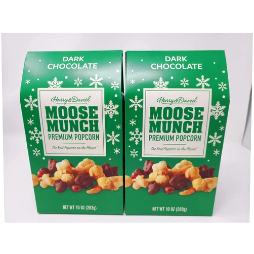 Harry David Harry & David Holiday Moose Munch Premium Popcorn Dark Chocolate 10 oz, 2 Boxes