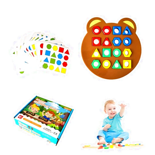 Swertoy Shape Matching Game Color Sensory Educational Toy,Geometric Shape Quick Matching Board,Parent-Child Interactive Board Game,Color & Shapes Puzzles Learning Games Toy for Kids Boys Girls (For 1 Player)