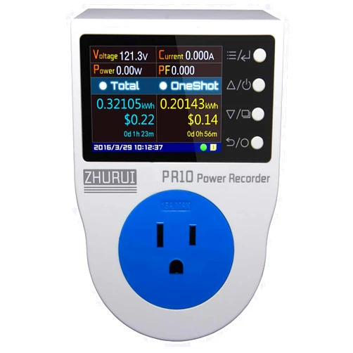 ZHURUI PR10-E US15A Power Meter Plug/Home Power metering Socket/watt Meter/2.4 inch TFT Color LCD/0.5FS(New)