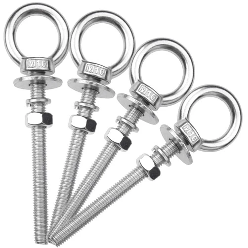 ZYUAROM 4 Pack M10 Stainless Steel Eye Bolts with Nuts, 3/8