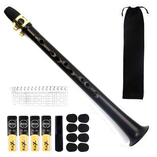 FOVERN1 Pocket Saxophone Kit, FOVERN1 Mini Sax Portable Woodwind Instrument Professional instruments with 4 Reeds, 8 Dental pad, Fingering Charts, Carrying Bag for Amateurs and professional performers (black)