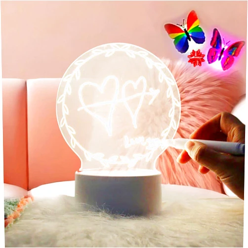 Generic Personalized Night Light - Custom Lamp for Babies - Gift with Magic Pencil, LED Lights Butterflies and Light Control - Customizable Nursery Decor Room