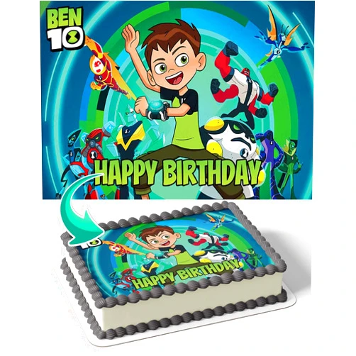 CAKECERY Ben 10 Kids Edible Cake Image Topper Birthday Cake Banner 1/4 Sheet