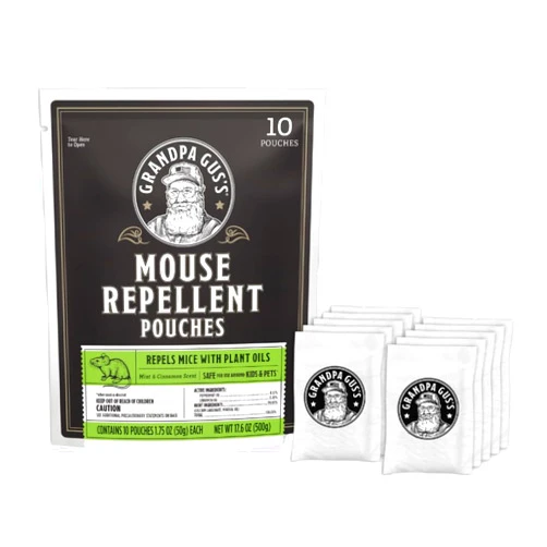 Grandpa Gus's Extra-Strength Mouse Repellent Pouches, Cinnamon/Peppermint Oils Repel Mice from Nesting & Freshen Air in Car/RV/Boat/Garage/Shed/Cabin, 1.75 oz (Pack of 10)