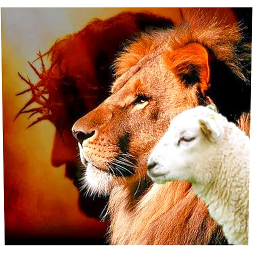 YIMORE 5D DIY Diamond Art Painting Kits for Jesus Lion Lamb 16X16 inches for Adults Kids，Full Round Drill Crystal Rhinestone Embroidery for Home Wall Decor