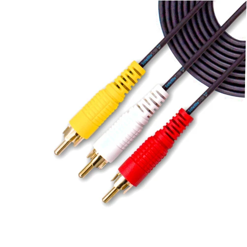 SatelliteSale 3 Male to 3 Male RCA Audio Video AV Composite Cable Universal Wire PVC Black Cord 3 feet