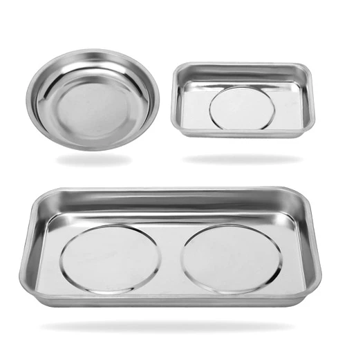 VASTOOLS Magnetic Tray Holder 3pc,for Socket Screw Nuts Bolts Metal Parts,Extra Strong Magnet,Thickened Tray,Stainless Steel