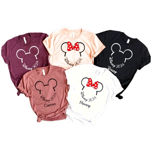 Handmade Personalized Family Vacation 2024 Shirt, Family Matching Outfits, Mickey & Minnie Mouse Shirts, Family Trip Essentials Shirts, Travel Custom T-Shirts