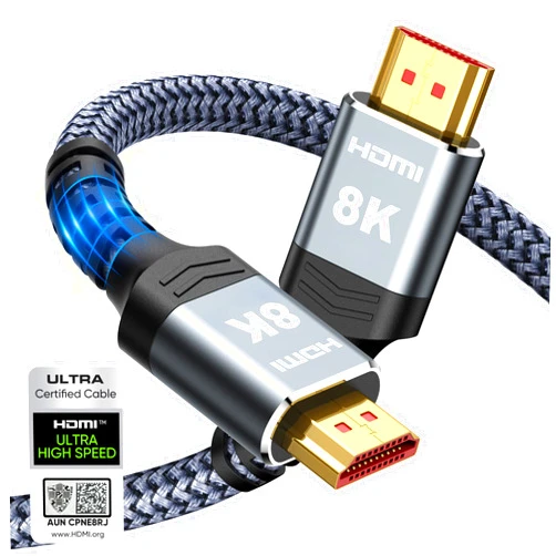 Highwings 8K 10K 4K HDMI Cable 48Gbps 6.6FT/2M, Certified Ultra High Speed HDMI® Cable Braided Cord-4K@120Hz 8K@60Hz, DTS:X, HDCP 2.2 & 2.3, HDR 10 Compatible with Roku TV/PS5/HDTV/Blu-ray