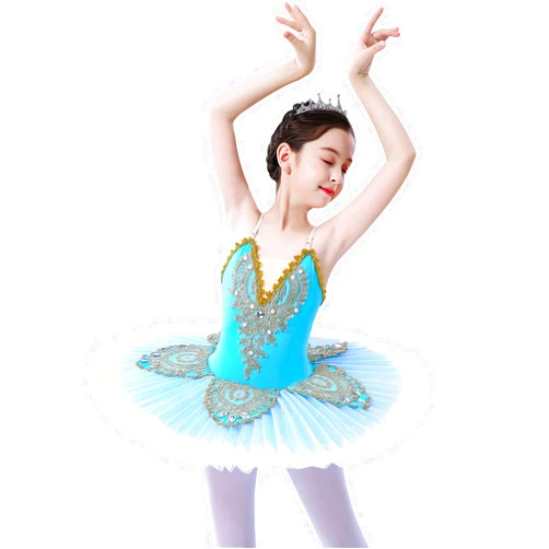 ZX Girl's Ballet Swan Lake Tutu Costume Professional Camisole Skirted Leotard Ballerina Dancewear Fairy Princess Dress