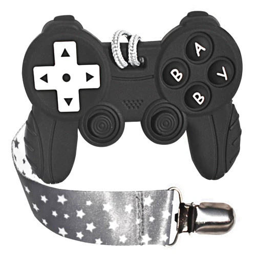 BIGSPINACH Baby Video Game Controller Teether Toy Funny Baby Teething Toys for Babies Gamer Controller（Black