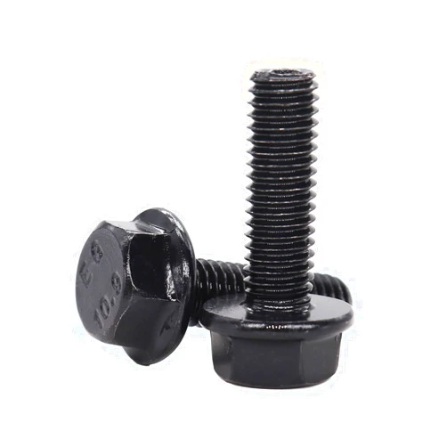 binifiMux 10pcs M6 x 20mm Flanged Hex Head Bolts Flange Hexagon Screws, Full Thread, Grade 10.9 Alloy Steel, Black Oxide Finish