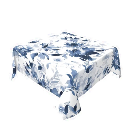Sunshineyan Navy Blue Floral Tablecloth 54x54 Inch Square, Dark Blue and White Flower Tablecloths Tablecloths Polyester Spring Table Cloth for Holiday Parties Kitchen Dining Indoor Outdoor