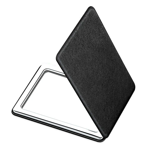 Wadoaf Portable Handheld Mirror. This Double-Sided Magnifying mini Makeup Mirror for Travel can be Placed in the Pocket of a Handbag and is Suitable for Daily, Work and Business Occasions (Black)