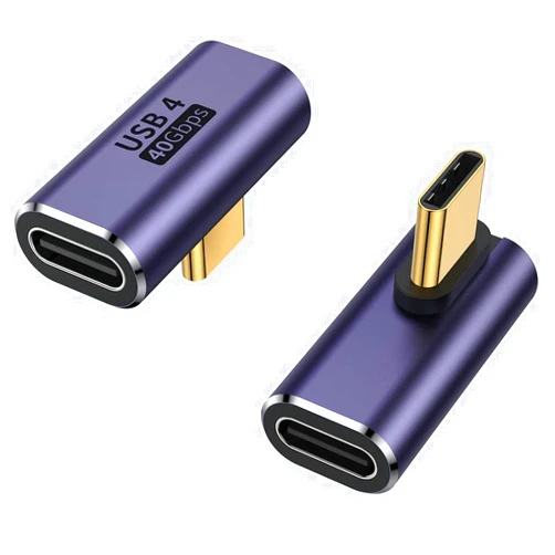 AuviPal 90 Degree Right Angle USB C Male to USB C Female Adapter 2 Pack, 40Gbps USB Type C Thunderbolt 4/3 Extender for MacBook Pro, iMac, iPad Pro, Tablet, Phones and Other Type C Devices