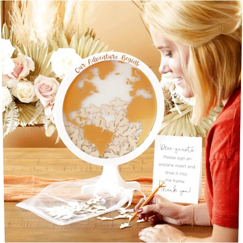 Kate Aspen Wedding Guest Book Alternative, One Size, Globe/Airplanes