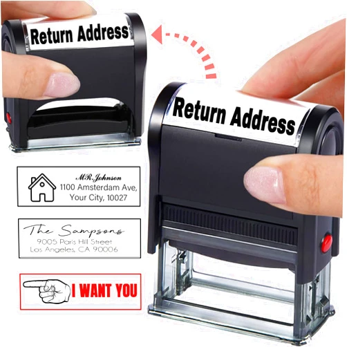 HJX Custom Address Stamp - Return Address Stamp with Name Stamps Self inking Personalized for Business Work Office School (Frame)