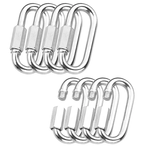 MYUYONG 304 Stainless Steel Quick Links Locking Carabiner for Outdoor Traveling Equipment (M6-8pack)