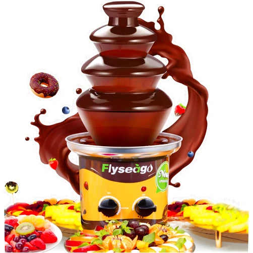 Flyseago 4 Tiers Chocolate Fountain Machine Upgraded Professional Fondue Fountain Easy Cleaning Hot Nacho Cheese Fountain for Party, Gathering, Wedding, Rental