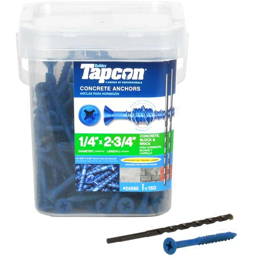 Tapcon 28585 1/4x2-3/4 Blue Star Drive Bugle Head Concrete Anchors 150/Box