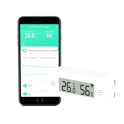 PHOVOLT WiFi Thermometer Hygrometer Indoor: Smart Temperature Sensor, Digital Temperature Humidity Monitor with Smart App & Data Recording, Compatible with Alexa, for Bedroom Greenhouse Cellar (1 Pack)
