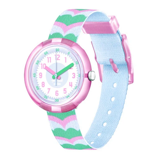 Flik Flak Unisex Kids Watch Casual Pink Bio-sourced Quartz RETRO SCALES
