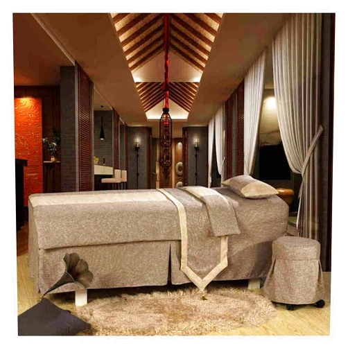 MADPET 4-Piece Art Massage Table Sheet Skirt Set - Massage Table Sheet Skirt Sheet Cotton Stitching Beauty Bed Cover Soft Simple Salon Bedspreads 190x80cm(75x31inch), GAOXYUAN2025631