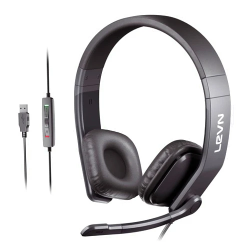LEVN Wired Headset, USB Headset with Microphone for PC with Noise Cancelling, in-line Controls & Mute Button, Computer Headset for Work from Home/Call Center/Office/Online Class/Teams/Zoom/Skype