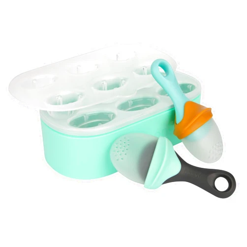 Boon PULP Silicone Feeder Freezer Tray — Includes Silicone Tray and Lid with 2 PULP Silicone Baby Food Feeders — Baby Food Storage