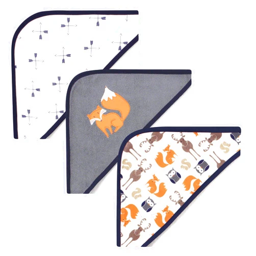 Hudson Baby Unisex Baby Cotton Rich Hooded Towels, Orange Fox, One Size