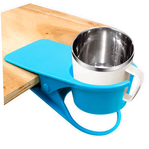 Jiozermi Drinking Cup Holder Clip, Desk Drink Holder Clip Adirondack Chair Cup Holder with Clip Cup Clip Holder for Water Drink Beverage Soda Coffee Mug(Blue)