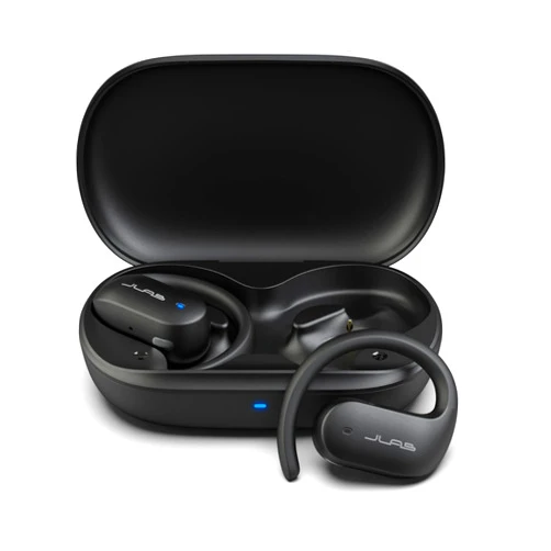 JLab JBuds Open Sport Earbuds, Black, Ear Hook Design for Workout Fitness, Wireless Open-Ear Audio Freedom, Safe Listening, Bluetooth Multipoint, Customize with The App
