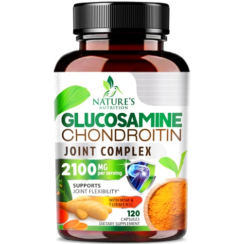 Nature's Nutrition Glucosamine Chondroitin MSM Complex - Joint Support Supplement Turmeric & Boswellia, Triple Strength Glucosamine Capsules - Support for Joint Health & Mobility with Quercetin Bromelain - 120 Capsules