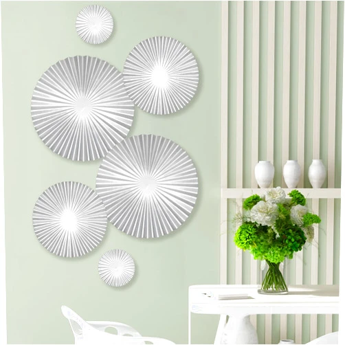AUHOKY 6Pcs Sunburst Metal Wall Mount Art Decor for living room, Silver Accent Large Sunburst Hanging Above Bed Decorations Sculpture, Circular Decorlives Combination Artwork for Home Office Bedroom Kitchen