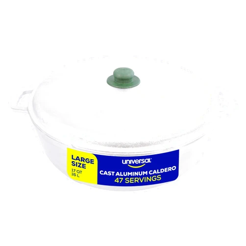 Universal Large Caldero 47 Cups - 17 QT / 16 L, Stainless Aluminum Pot, Even Heat Distribution and Fast Cooking Dutch Oven Pot with Lid, Ergonomic Handles, Ideal for Rice, French Fries, and More