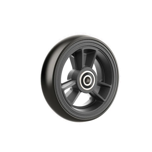 RIANT WHEEL 5 X 1.4 inch, Solid, PU Wheels, Wheelchair Casters, Nylon Rim, one Pair (Black)
