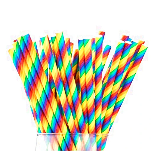Shuiniba Biodegradable Striped Paper Straws,Paper Drinking Straws for Party, Events and Crafts,Baby Shower Decorations 7.75 Inches,100 Packs - Rainbow Color
