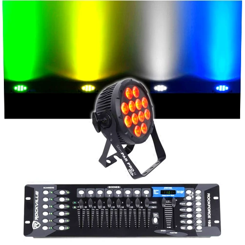 Audiosavings Bundle: Chauvet DJ SlimPar Pro H USB D-Fi RGBAW+UV LED Par Can Wash Light Fixture Bundle with Rockville ROCKFORCE 192 Channel Light/Fog DMX Lighting Controller + MIDI Control (2 Items)
