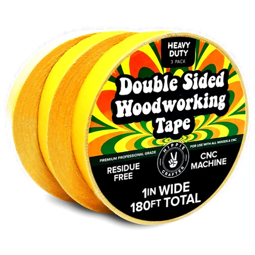 HIPPIE CRAFTER 3 Pack Double Sided Tape for Woodworking, 1 Inch Wide Heavy-Duty Sticky Tape for CNC Machines and Routing Templates, 60 Feet Each, 180ft Total