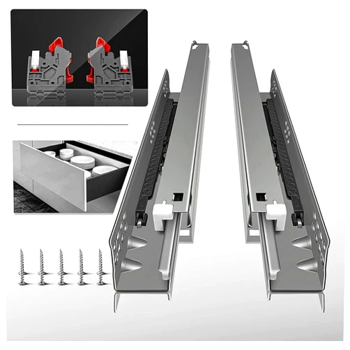 PHWALK 10 12 14 16 18 20 22 Inch Bottom Mount Soft Close Drawer Slides Full Extension Concealed Rails Track 100 lb Load Capacity 1 Pair (Soft Close No Rear Bracket, 14 Inch)