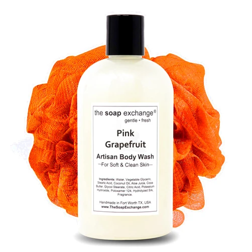 The Soap Exchange Body Wash - Pink Grapefruit Scent - Hand Crafted 12 fl oz / 354 ml Natural Artisan Liquid Soap for Hand, Face & Body, Shower Gel, Cleanse, Moisturize, & Protect. Made in the USA.