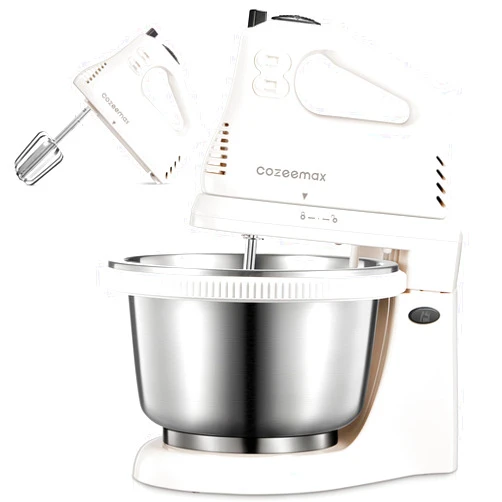 Cozeemax 2 in 1 Hand Mixers Kitchen Electric Stand mixer with bowl 3 Quart, electric mixer handheld for Everyday Use, Dough Hooks & Mixer Beaters for Frosting, Meringues & More (White-S)