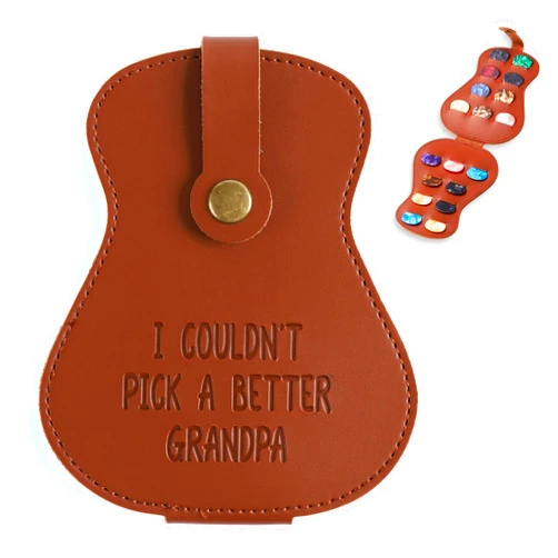 INNObeta Grandpa Gifts Guitar Picks Holder from Granddaughter Grandson, PU Leather Guitar Gifts Plectrums Bag with for Guitar Players for Father's Day, Christmas